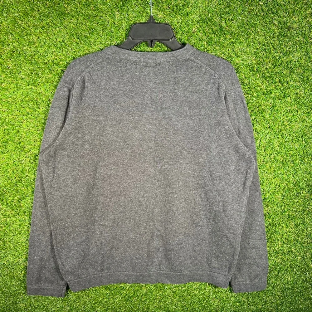 Sebastian Cooper Mens V-Neck Sweater Gray Knit Pullover Large